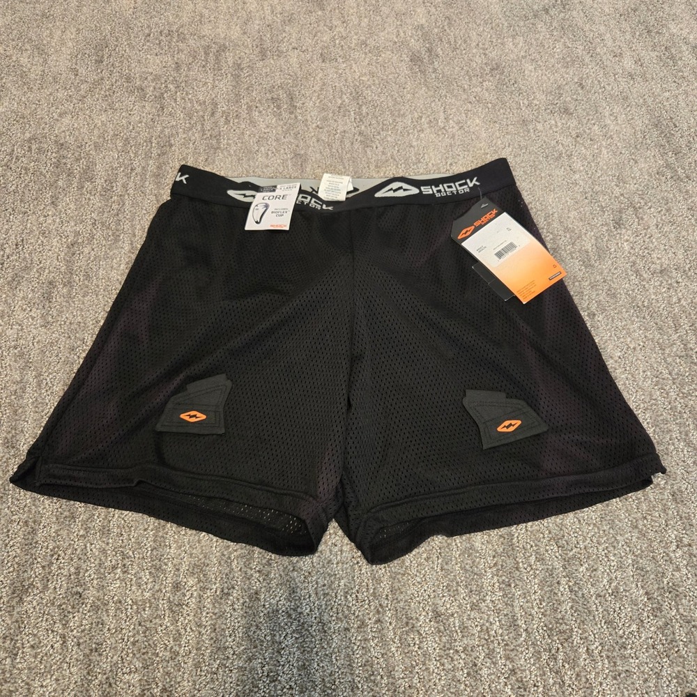 Shock Doctor Hockey Shorts Mens XL Black Core Loose Mesh Bio-Flex Cup SD31750